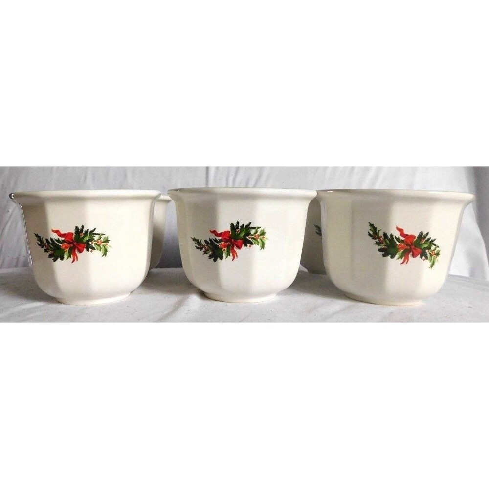 Vintage Pfaltzgraff Christmas Stoneware Custard Cups Set of 5